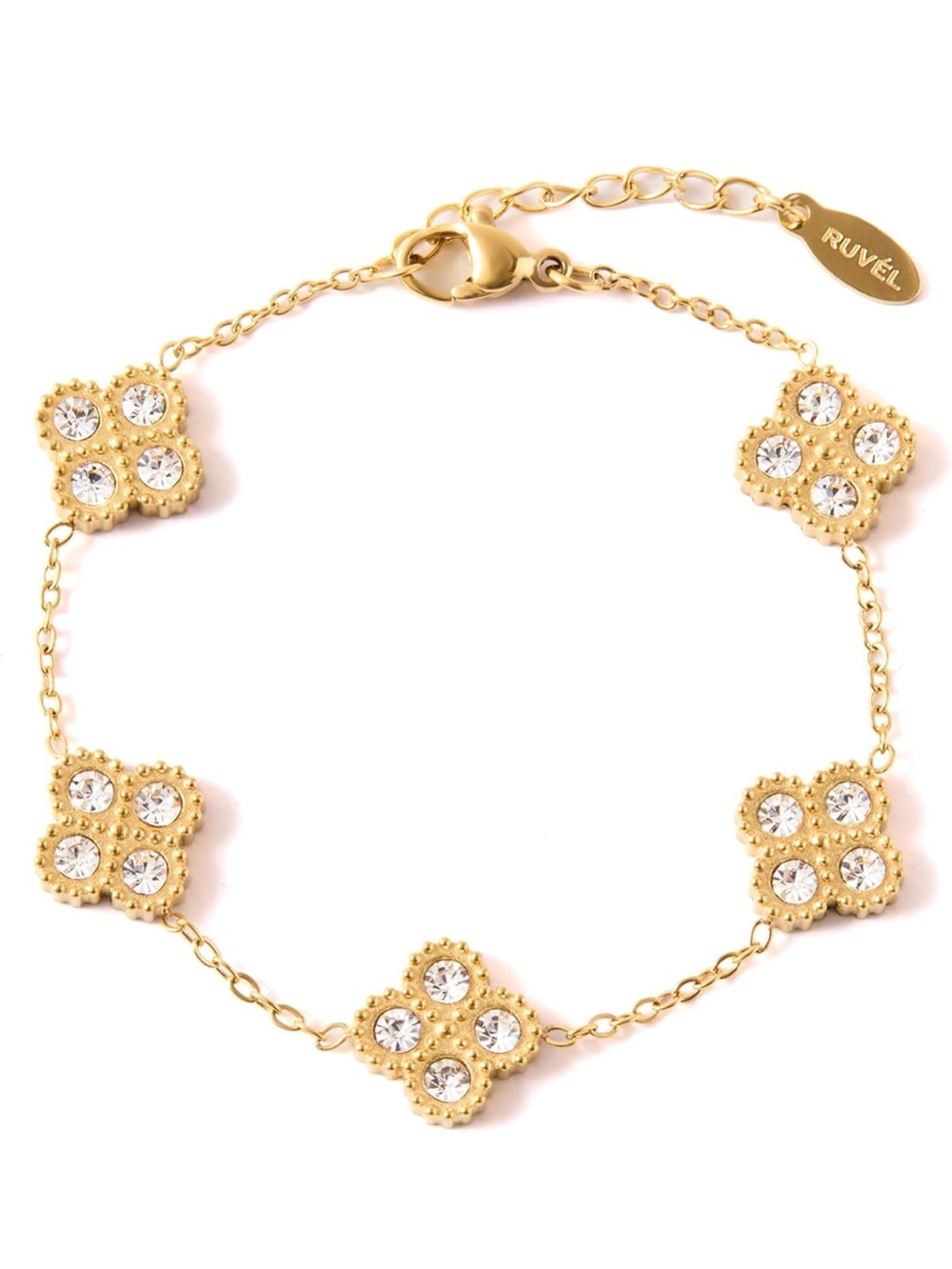18K Gold Plated Clover Link Bracelet